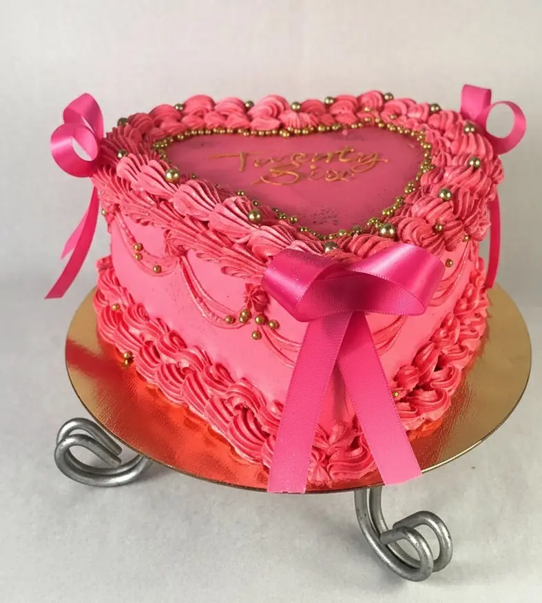 Timeless Vintage Heart Cake with Ribbons