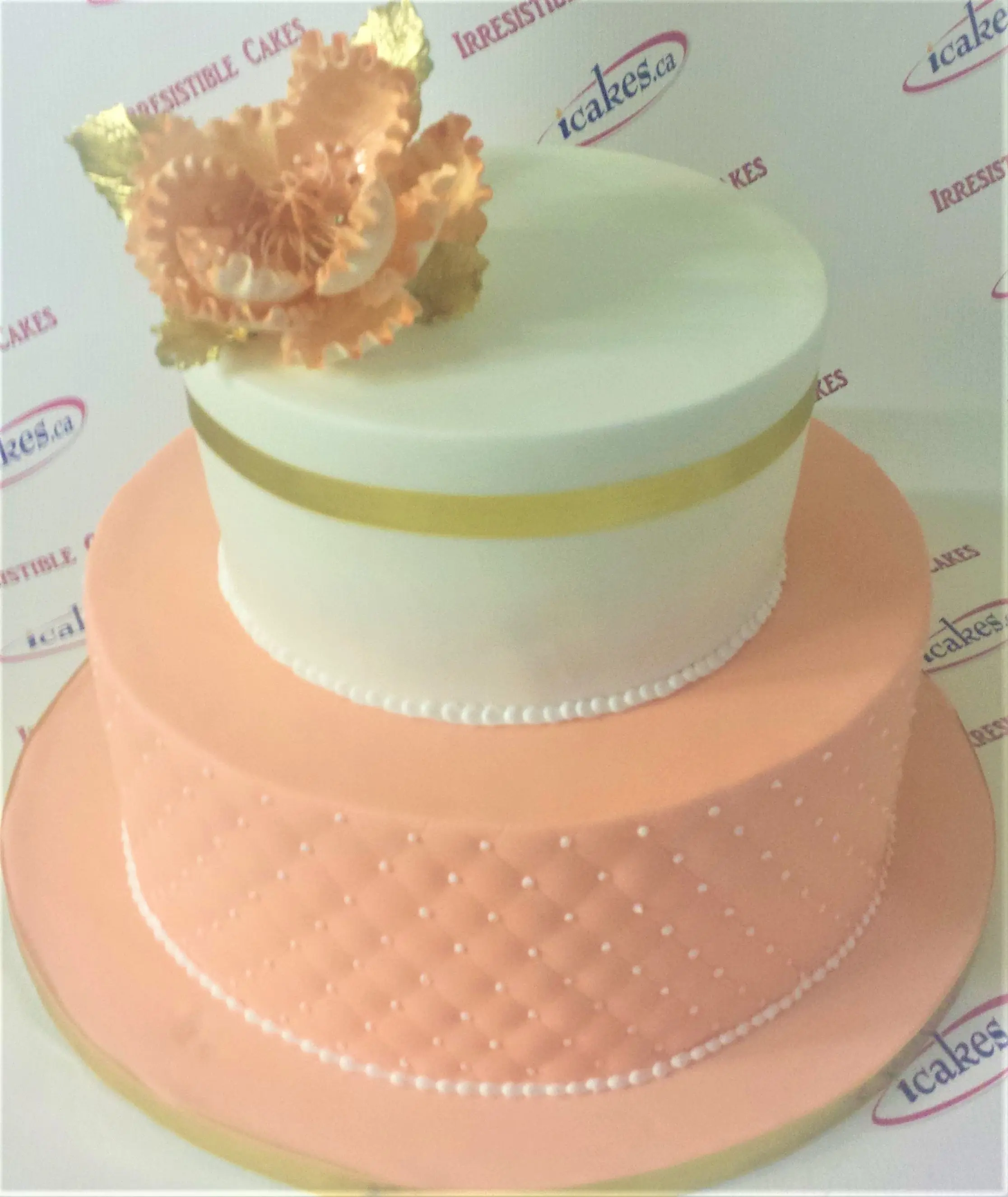 Lara 2 Tier Quilted Fondant Bridal Shower Cake