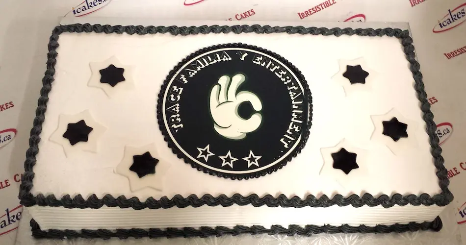 Black And White Edible Picture With Stars Cake