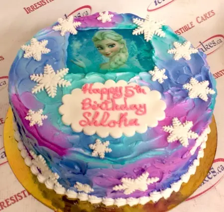 Frozen Photo Snowflakes Buttercream Cake For Kids