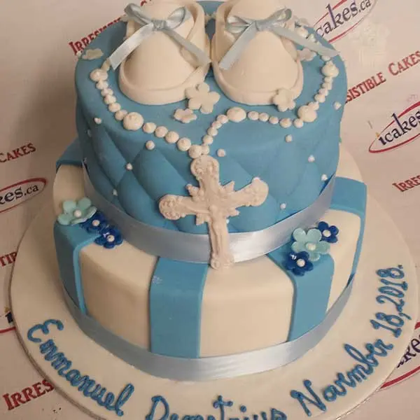 2 Tier Shoes Baptism Religious Cake