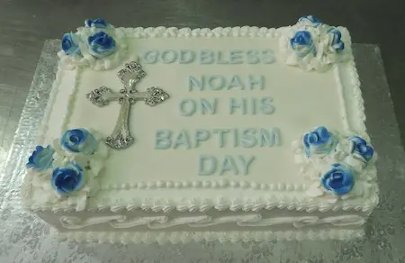 Baptism, Communion or Confirmation Sugar Roses Slab Buttercream Religious Cake from Irresistible Cakes Vaughan