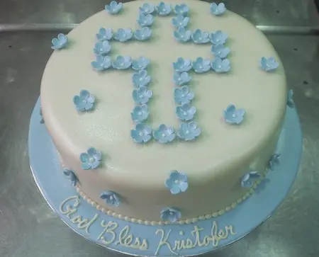 Blossoms Cross Fondant Religious Cake