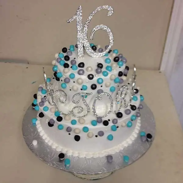 Special Beads 2 Tier Sweet Sixteen Cake