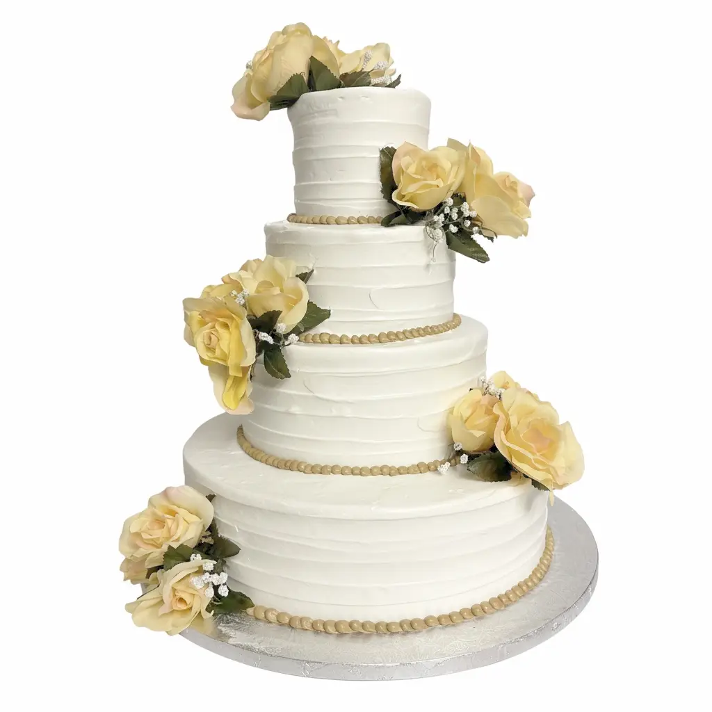 Small Tall Rustic Nature Buttercream Wedding Cake