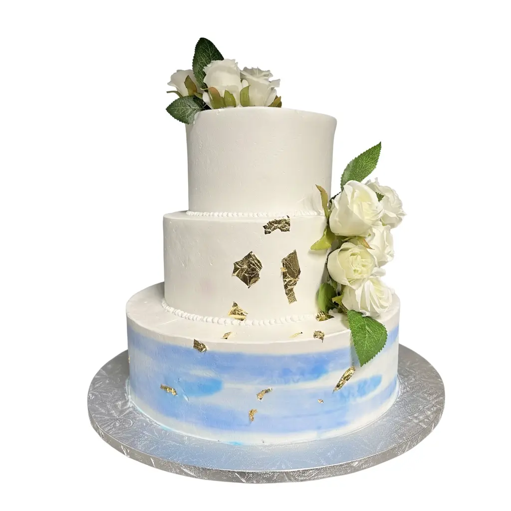 Rustic gold leaves wedding cake