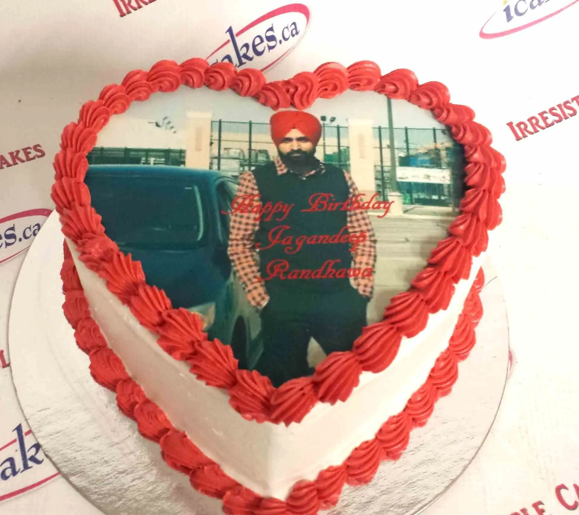 Heart Shape Full Face Photo/Picture Buttercream Birthday Cake For Woman/Man/Girl/Boy