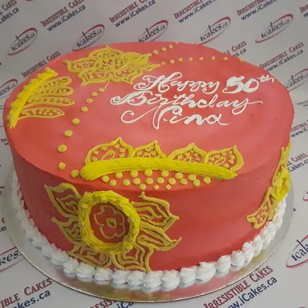 Henna Colour Buttercream Birthday Cake For Woman/Girl
