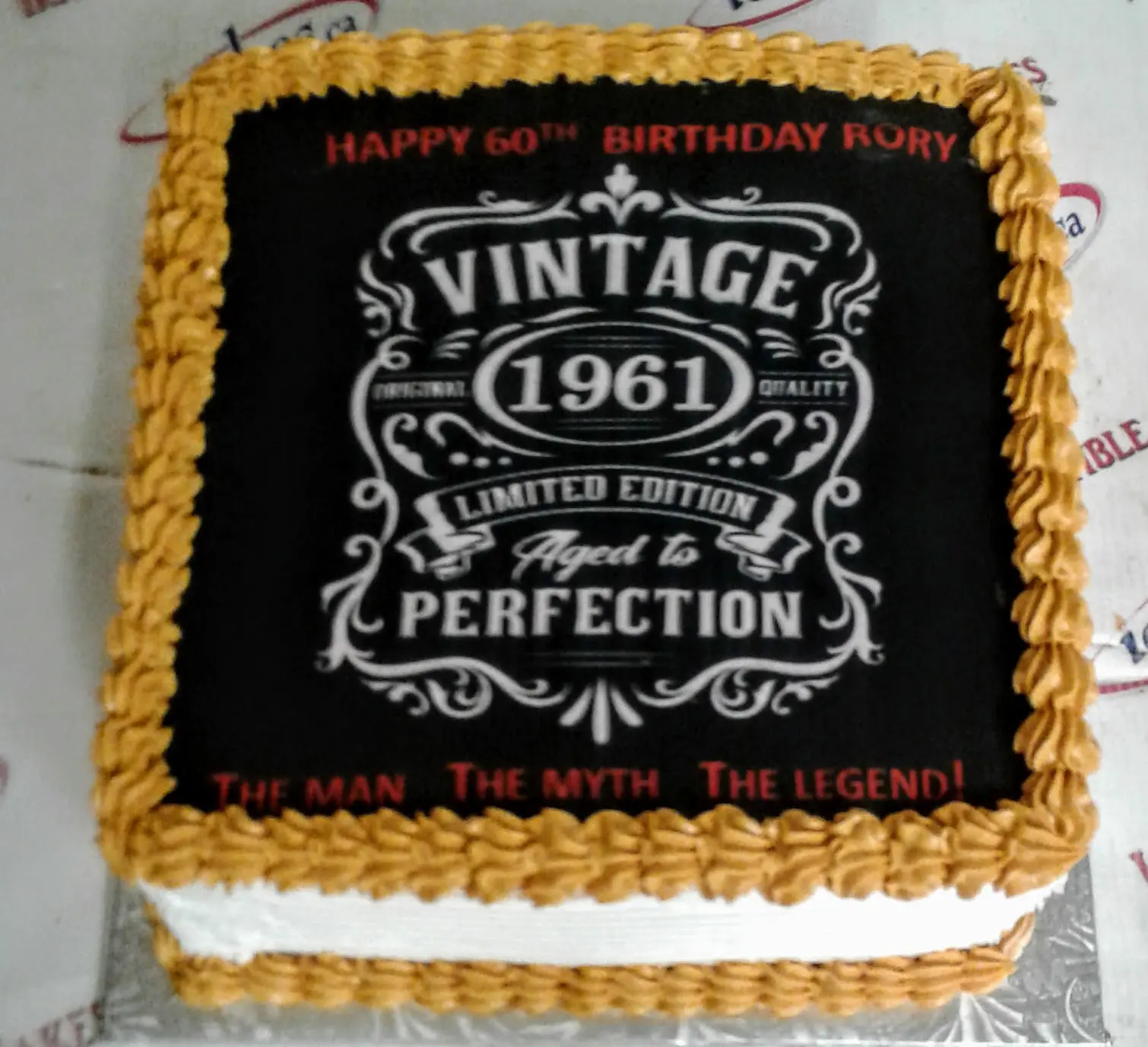 Vintage Dude, Full Page Picture, Buttercream Birthday Cake For Man