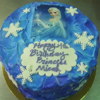 Frozen Photo Snowflakes Buttercream Cake For Kids