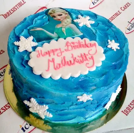 Frozen Photo Snowflakes Buttercream Cake For Kids