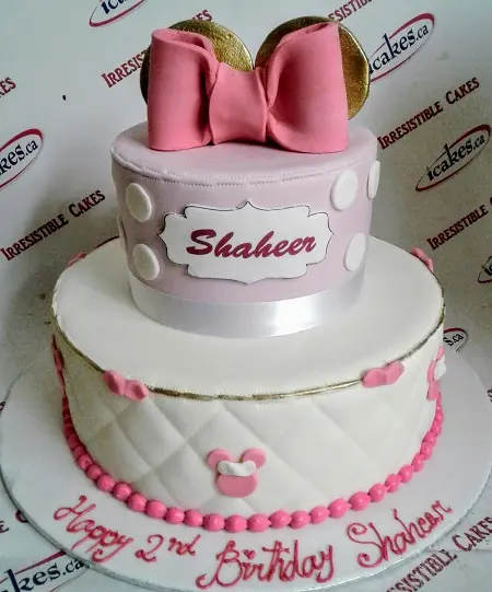 Mickey Mouse And Minni Mouse 2 Tier Fondant Kids Cake