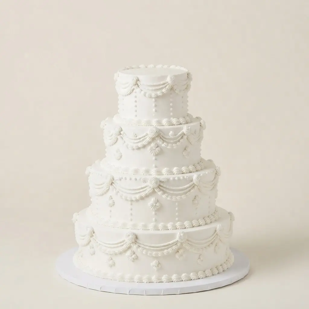 Vintage Piped Buttercream Wedding Cake