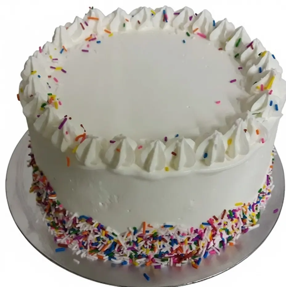Eggless Vanilla Rainbow Sprinkle Cake